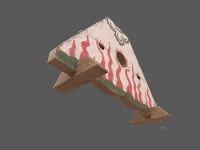 Medieval kneeing pillory with lock Low-poly 3D model