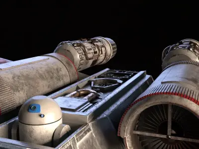 XWING-FANART star wars x - wing fighter flying in sky 3D model