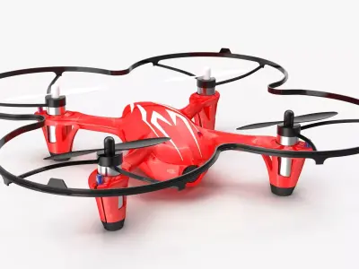 Hubsan X4 H107C Red Propeller Guard Low-poly 3D model