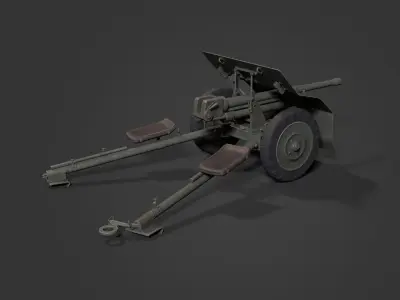 Bofors 37mm Low-poly 3D model