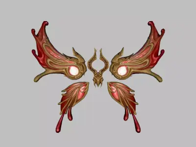 Red Gold Wing Low-poly 3D model