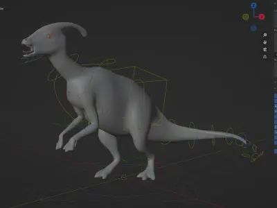 Parasaurolophus Rigged Basemesh Low-poly 3D model