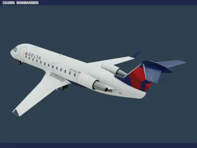 CRJ200 Delta Low-poly 3D model