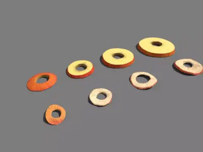 Apple rings preservation - dried and fresh Low-poly 3D model