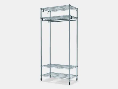 OMAR Bookcase with clothes rack Low-poly 3D model