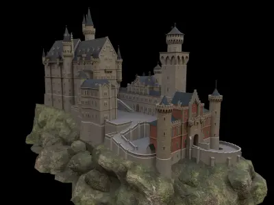 Neuschwanstein Castle - PBR Textured Low-poly 3D model