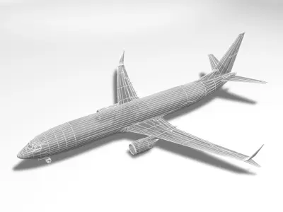 Boeing BBJ MAX 9 Airliner - Generic White Low-poly 3D model