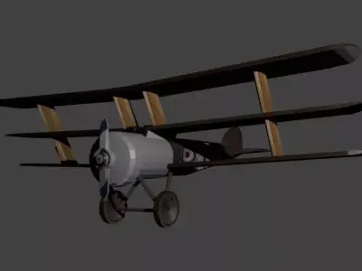 Triplane airplane Low-poly 3D model