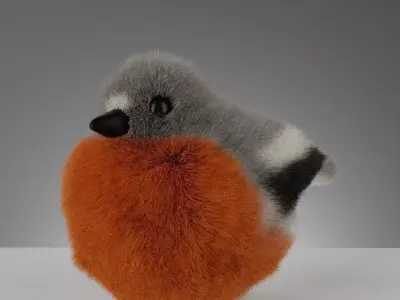 Cute Fluffy Toy Birds 3D model