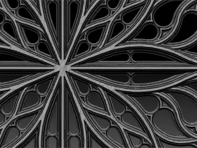 Gothic pattern decorative round window grille model 3D print model