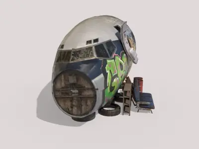 Aircraft Head with Graffiti in the Aircraft Graveyard 3D model