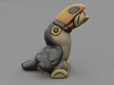 Ceramic Toucan parrot Low-poly 3D model