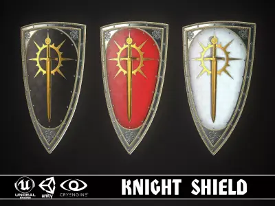 Knight Shield 07 Low-poly 3D model