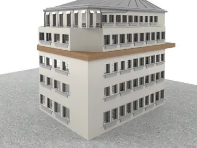 Residence Apartment Hotel Building Free low-poly 3D model