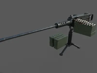 Heavy Machine Gun 3D model Low-poly 3D model