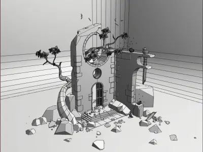 Tree Ruins Stylized 3D model