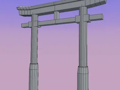 Asian Inspired Shrine Low-poly 3D model