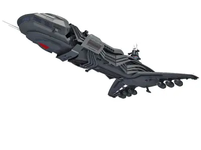Black SciFi Frigate Spaceship 3D model
