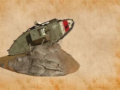 World War 1 Mark V tank Low-poly 3D model