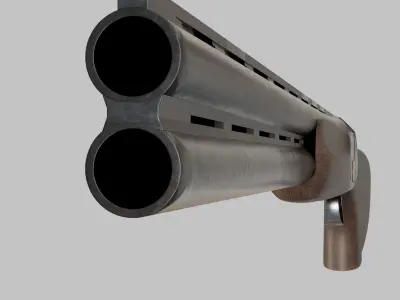Over-under Double Barreled Shotgun Low-poly 3D model