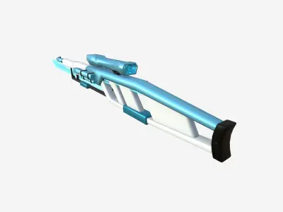SciFi Sniper Gunblade A01 White Blue - Fiction Weaponry Low-poly 3D model