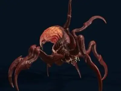 Spider 1 alien creature with long tentacles Low-poly 3D model