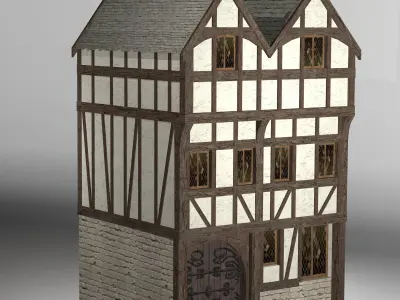Medieval high house2 Free low-poly 3D model