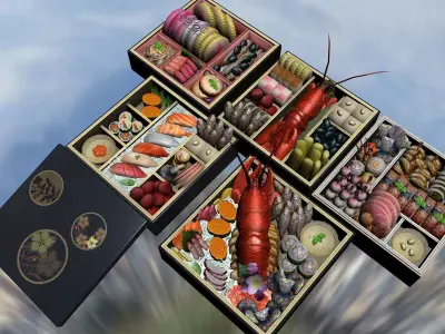 Japanese cuisine Osechi Oseti 3D model