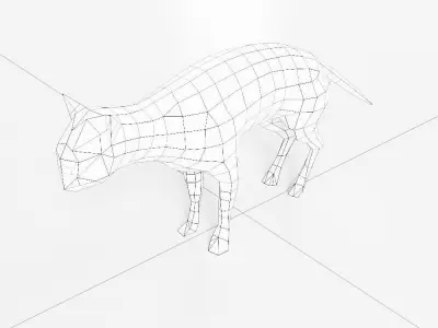 Cat low poly 3d model polygonal hyena Low-poly 3D model