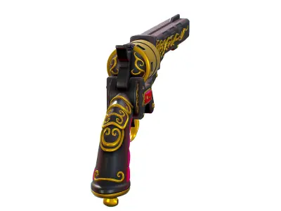 High Poly Multibarrel Short Barrel Revolver Low-poly 3D model