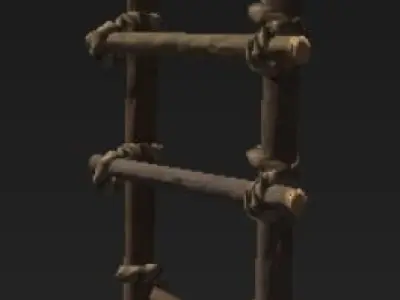 Wooden Ladder Low-poly 3D model