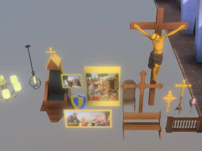 Church in LowPoly Low-poly 3D model