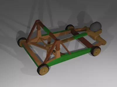 Medieval War Catapult Lowpoly Low-poly 3D model
