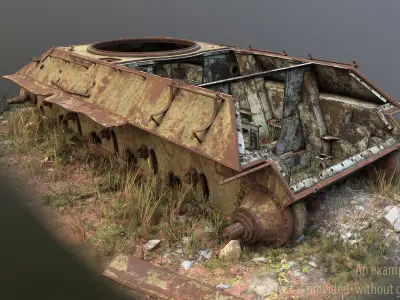 Tank T-34 Hull Rusted Low-poly 3D model