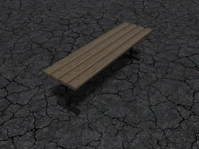 Bench wooden in desert Low-poly 3D model