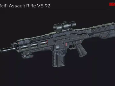Scifi Assault Rifle VS 92 Low-poly 3D model