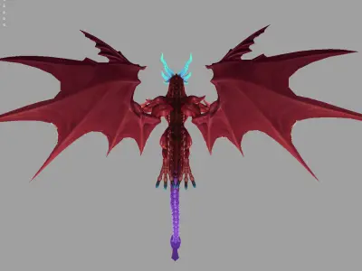 dragon red Low-poly 3D model