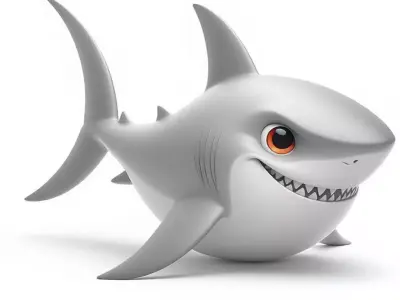 Cute Cartoon Shark 3D Playful Ocean Animal Big Smile Low-poly 3D model