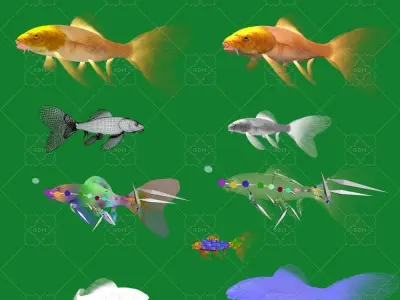 Butterfly Koi Fish Low-poly 3D model