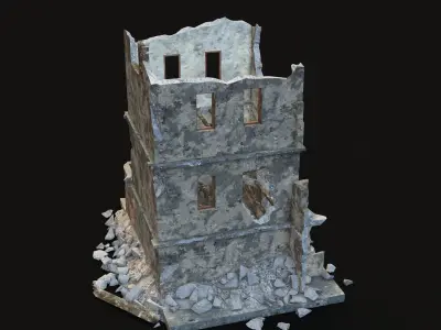 DESTROYED BUILDING 9 Low-poly 3D model