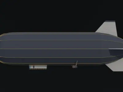 Cartoon SteamPunk Dirigible Polygonal Style Low-poly 3D model