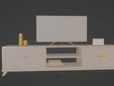 tv unit furniture and led tv Low-poly 3D model