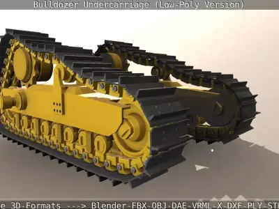 Bulldozer Undercarriage Rigged and Animated - Low-Poly Version Low-poly 3D model