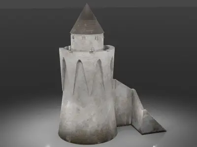 Medieval tower Low-poly 3D model