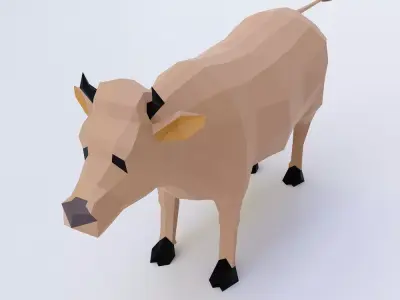 Cow toon 3d model  Low-poly 3D model