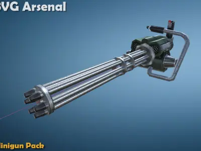 Minigun pack - HQ Low-poly 3D model
