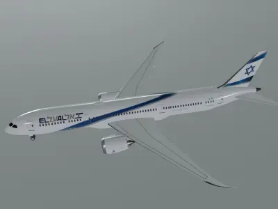 EL AL Boeing 787-9 3d model Low-poly 3D model