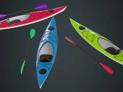 Kayak 2A Low-poly 3D model