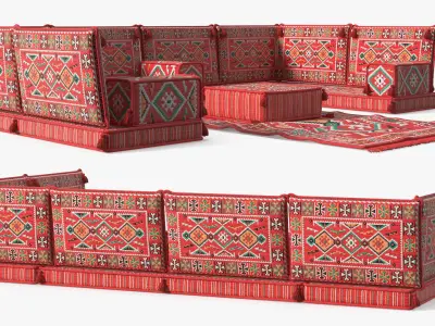 Arabic Majlis Floor Seating Set 3D model