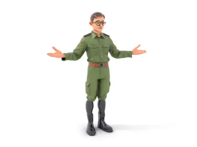 Military Cadet D Character Model Rigged and Animated Low-poly 3D model